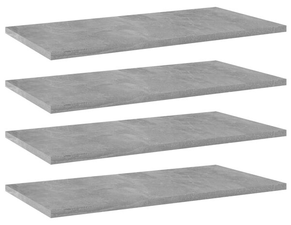 Prídavné police 4 ks, betónovo sivé 60x30x1,5 cm, drevotrieska