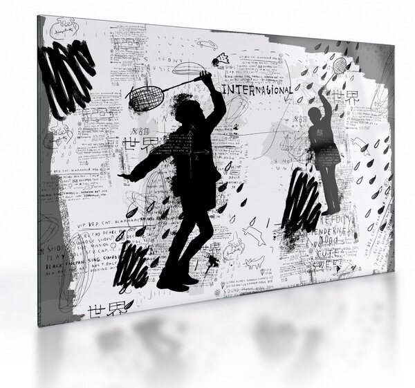 Sklenený obraz - Street art - rozruch (70x50 cm)