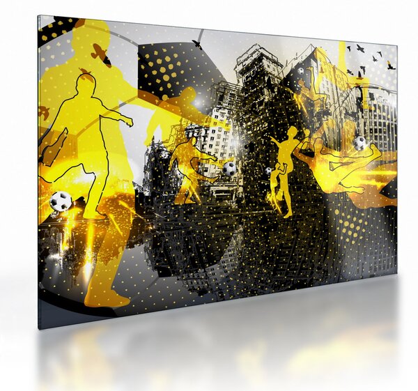 Sklenený obraz - Futbal vo veľkomeste (70x50 cm)