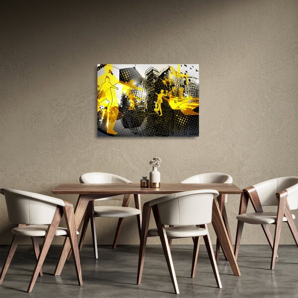 Sklenený obraz - Futbal vo veľkomeste (70x50 cm)