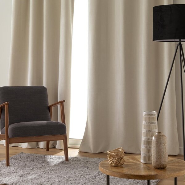 Béžový zamatový záves 140x260 cm Olympe – douceur d'intérieur