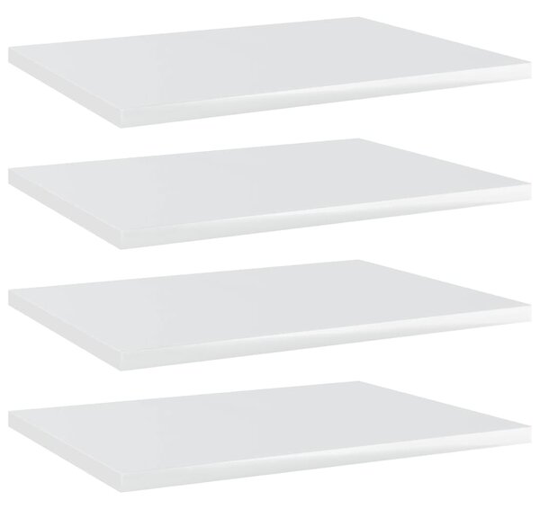 Prídavné police 4 ks, lesklé biele 40x30x1,5 cm, drevotrieska