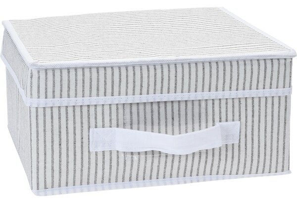 Textilný úložný box s vekom, biela