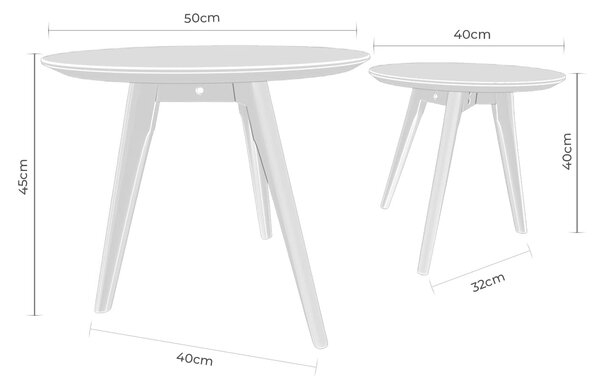 MUZZA Set 2 konferenčných stolíkov SANTA Ø 50 / Ø 40 cm