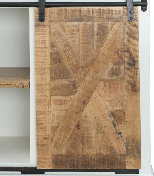 ŠIROKÁ KOMODA, mangové drevo, prírodná farba, čierna, biela, 100/85/45 cm MID.YOU - Online Only drobný nábytok, Online Only