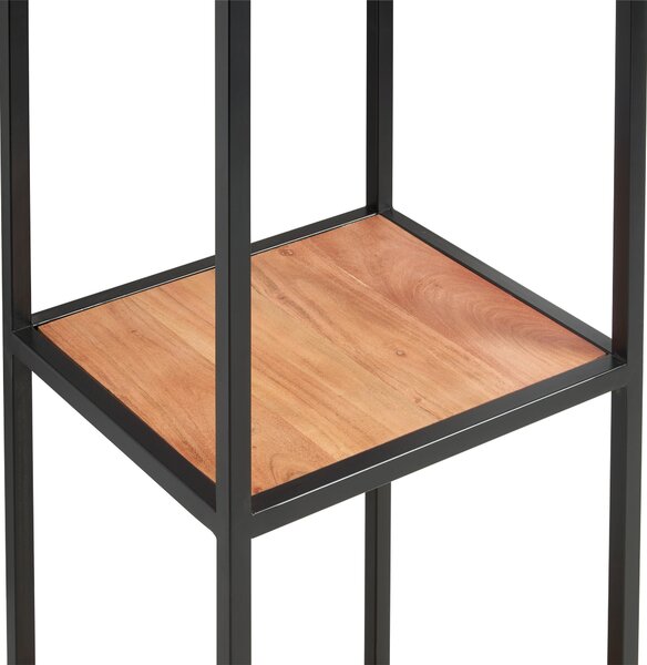 REGÁL, čierna, medová, železo, akácia, 37/184/42 cm MID.YOU - Online Only drobný nábytok, Online Only