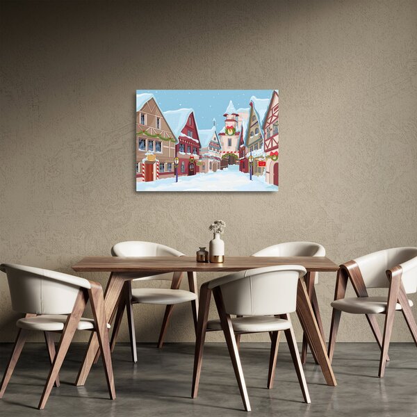 Sklenený obraz - Zimná ulička (70x50 cm)