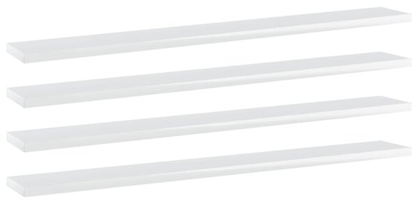 Prídavné police 4 ks, lesklé biele 80x10x1,5 cm, drevotrieska