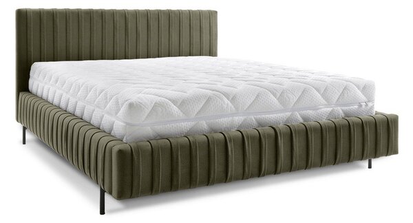 Zelená čalúnená dvojlôžková posteľ s úložným priestorom s roštom 160x200 cm Plissa – ELTAP