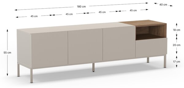 MUZZA TV skrinka KATRIN 180 x 42 cm krémová