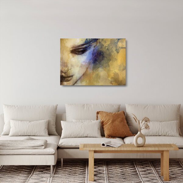 Sklenený obraz - Portrét ženy, kresba (70x50 cm)
