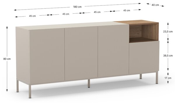 MUZZA Komoda KATRIN 180 x 42 cm krémová