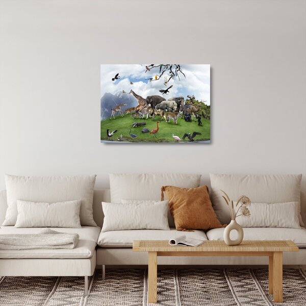 Sklenený obraz - Zvieratká na ostrove (70x50 cm)