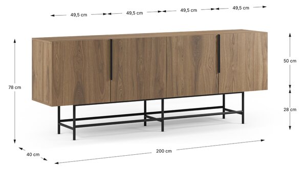 MUZZA Komoda EDZIO 200 x 78 cm prírodná