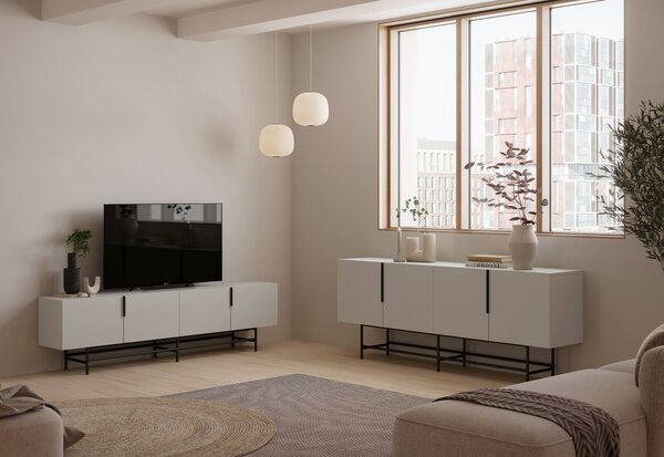MUZZA TV stolík EDZIO 200 x 55 cm krémový