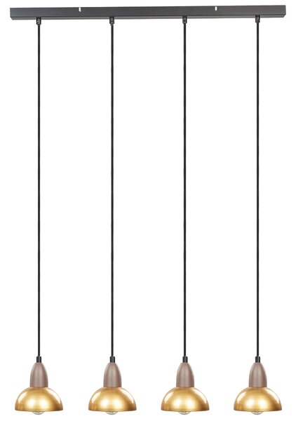 Závesná lampa mosadzná kovová železná základňa 4 tienidlá svetlá doplnky osvetlenie obývacia izba jedáleň