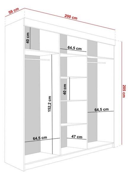 Šatníková skriňa LUBOR Farba: Biela, Šírka: 138 cm