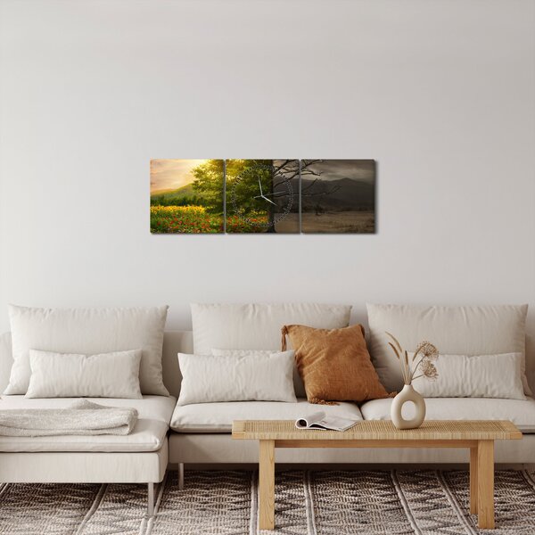 Obraz - Kolobeh života (s hodinami) (90x30 cm)