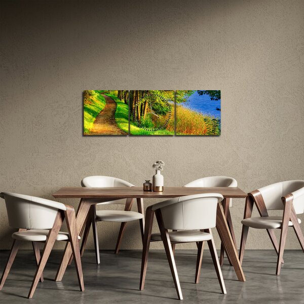 Obraz chodníky pozdĺž vody (s hodinami) (90x30 cm)