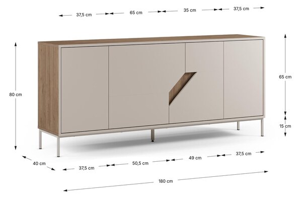 MUZZA Komoda LOU 180 x 80 cm béžová