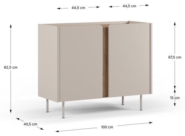 MUZZA Komoda LEMBUT 100 x 41 cm svetlo sivá