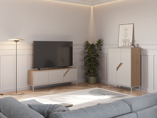 MUZZA TV stolík LOU 150 x 55 cm béžový