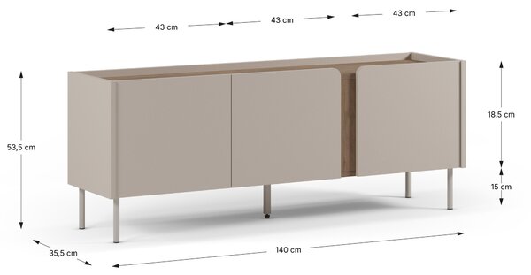 MUZZA TV stolík LEMBUT 140 x 35 cm svetlo sivý