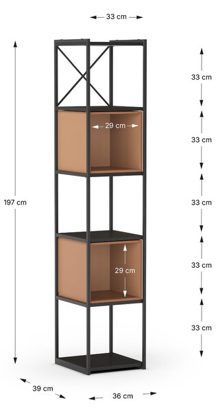 MUZZA Regál LOGAM 36 x 179 cm terakota