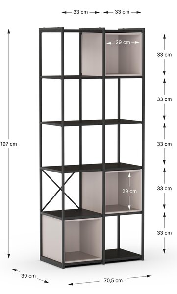 MUZZA Regál LOGAM 70 x 179 cm krémová