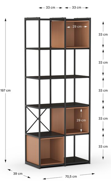 MUZZA Regál LOGAM 70 x 179 cm terakota