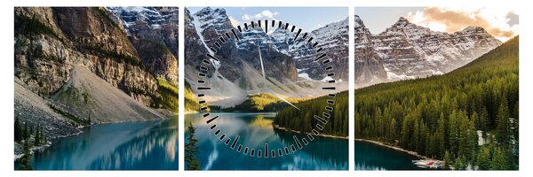 Obraz - Kanada, Národný park Banff, Moraine Lake (s hodinami) (90x30 cm)