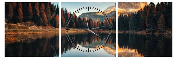 Obraz - Alpy, Taliansko, Dolomity, Lago Antorno (s hodinami) (90x30 cm)