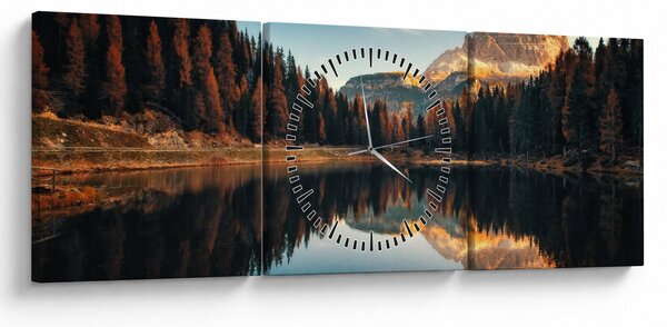 Obraz - Alpy, Taliansko, Dolomity, Lago Antorno (s hodinami) (90x30 cm)