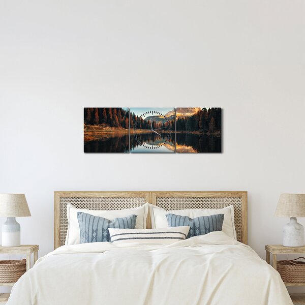 Obraz - Alpy, Taliansko, Dolomity, Lago Antorno (s hodinami) (90x30 cm)