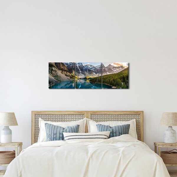 Obraz - Kanada, Národný park Banff, Moraine Lake (s hodinami) (90x30 cm)