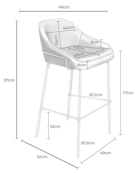 MUZZA Barová stolička NYRA 77 cm taupe