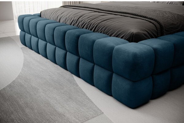 Modrá čalúnená dvojlôžková posteľ s úložným priestorom s roštom 140x200 cm Dizzle – ELTAP