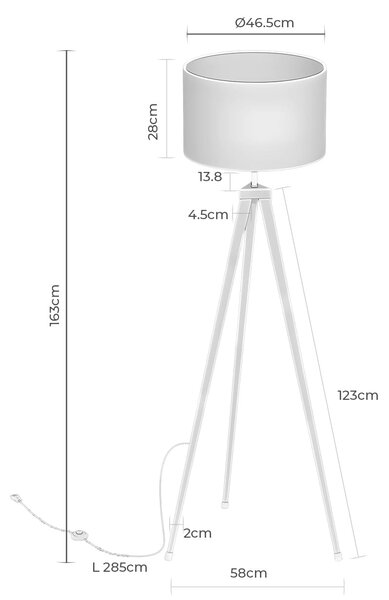 MUZZA Stojacia lampa TIGA 163 cm biela