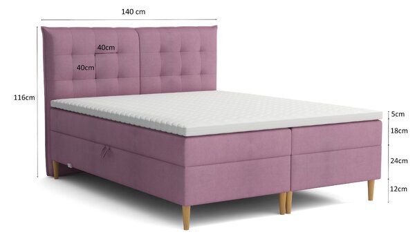 Čalúnená kontinentálna posteľ OPHELIE 140 x 200