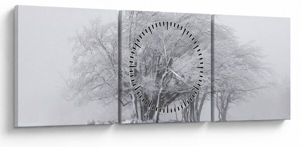 Obraz - Biela zima (s hodinami) (90x30 cm)