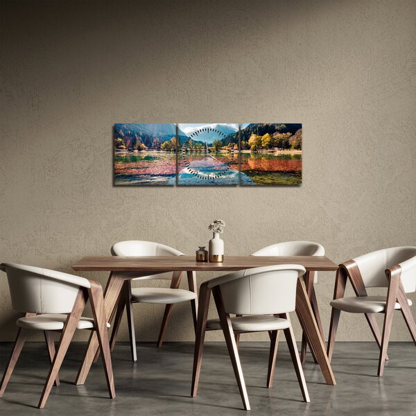 Obraz - Jazero Jasna, Gozd Martuljek, Julské Alpy, Slovinsko (s hodinami) (90x30 cm)