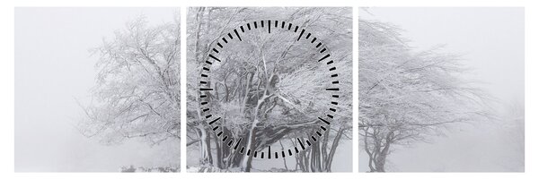 Obraz - Biela zima (s hodinami) (90x30 cm)