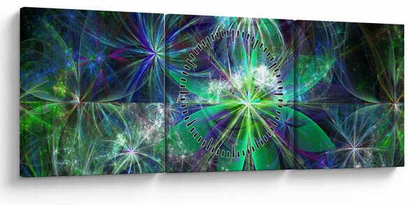 Obraz - Abstraktné geometrické tvary (s hodinami) (90x30 cm)