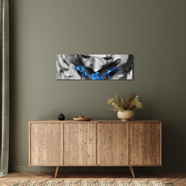 Obraz portrétu ženy s kameňmi (s hodinami) (90x30 cm)