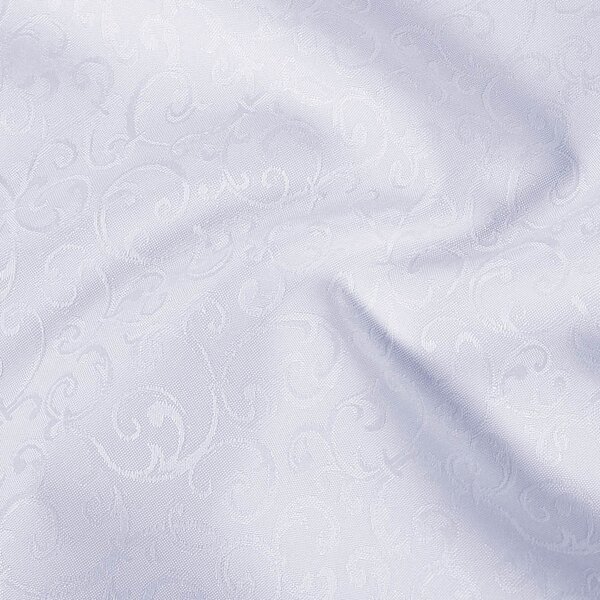 Teflónová látka na obrusy TF-078 Ornamenty - studená biela - šírka 160 cm