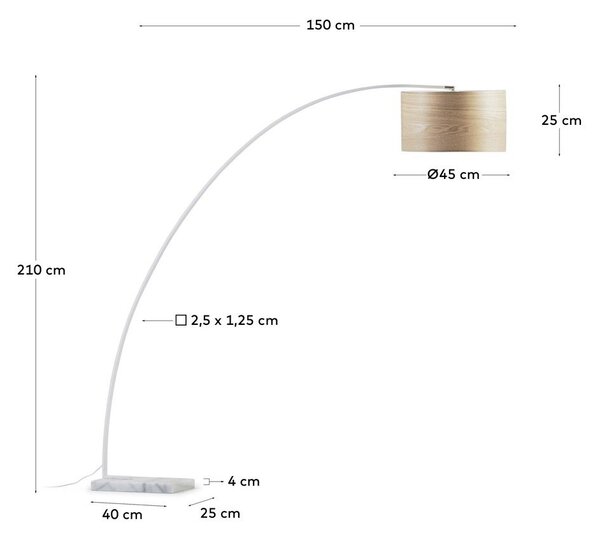 Biela/v prírodnej farbe stojacia lampa s dreveným tienidlom (výška 210 cm) Juhe Ash – Kave Home