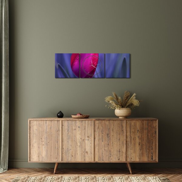 Obraz pupete tulipánu (s hodinami) (90x30 cm)