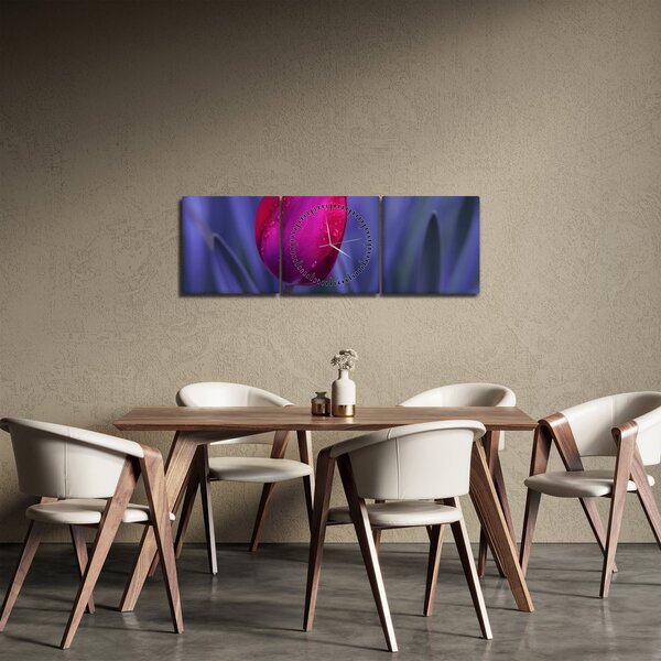 Obraz pupete tulipánu (s hodinami) (90x30 cm)