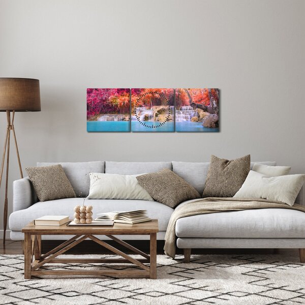 Obraz tyrkysovej lagúny, Laos, Tat Kuang Si (s hodinami) (90x30 cm)