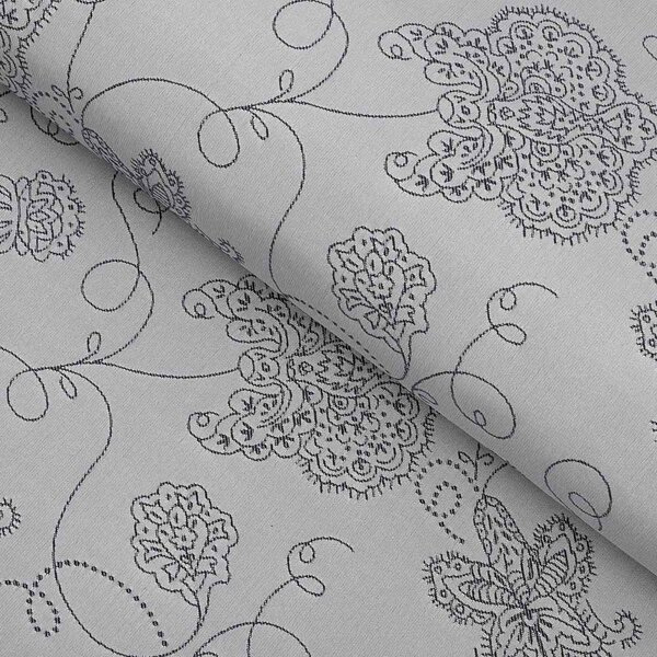 Biante Teflónový obdĺžnikový obrus TF-083 Kvetované ornamenty na sivom 50x100 cm